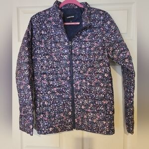 Lands' End Navy Floral Jacket. Girls Size XL